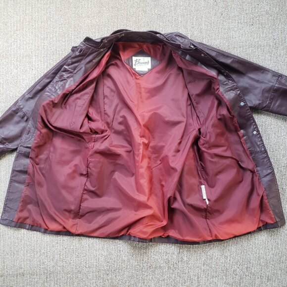 Vintage 80s Leather Coat Berman's Women's 14 Maroon Oxblood - Picture 3 of 11